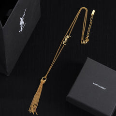 Brass Monogram Tassel Necklace