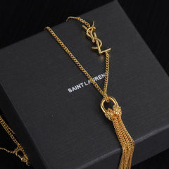 Brass Monogram Tassel Necklace
