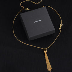 Brass Monogram Tassel Necklace