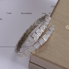 Snake-shaped full diamond coil bracelet