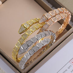 Snake-shaped full diamond coil bracelet