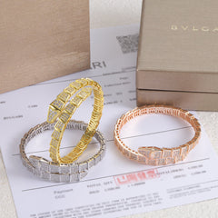 Snake-shaped full diamond coil bracelet