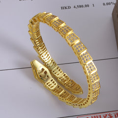 Snake-shaped full diamond coil bracelet