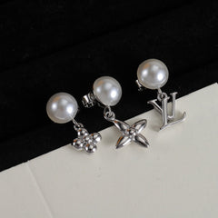 Pearl Flower Earrings Three-piece Set