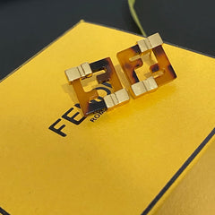 Vintage Amber Metal Stud Earrings