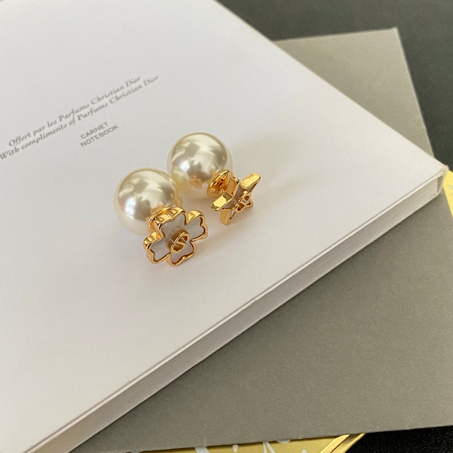 Four-Leaf Clover Pearl and Mother-of-Pearl Earrings