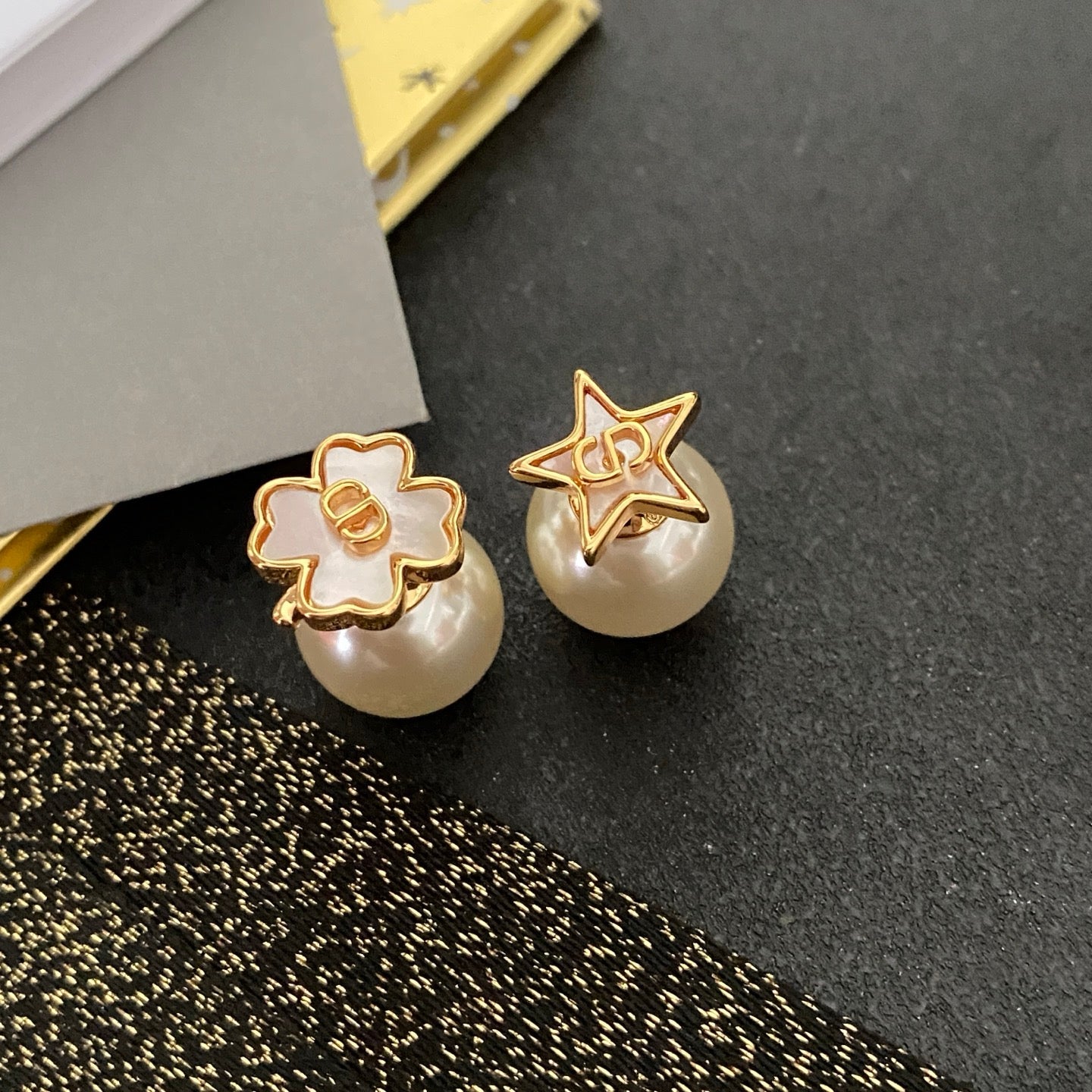Four-Leaf Clover Pearl and Mother-of-Pearl Earrings