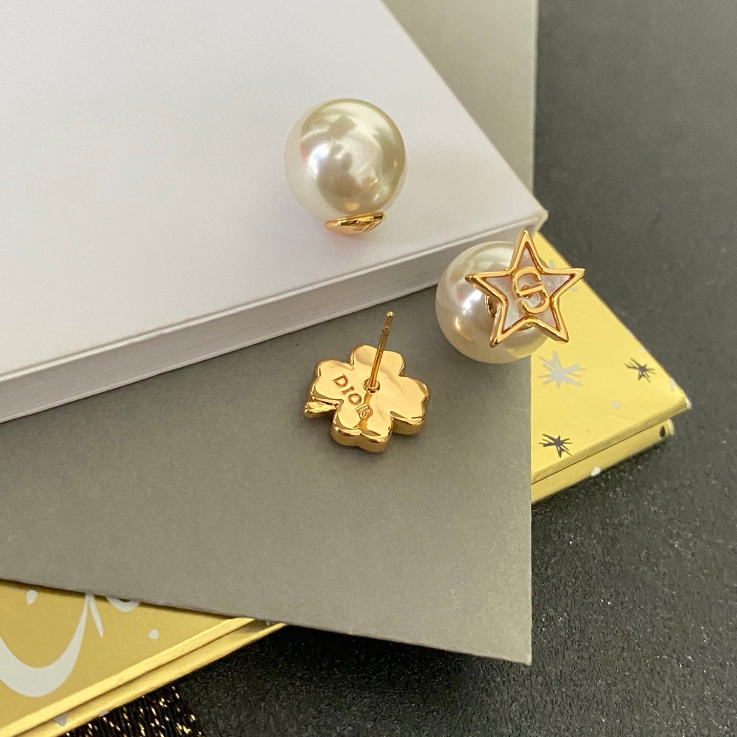 Four-Leaf Clover Pearl and Mother-of-Pearl Earrings