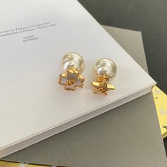 Four-Leaf Clover Pearl and Mother-of-Pearl Earrings