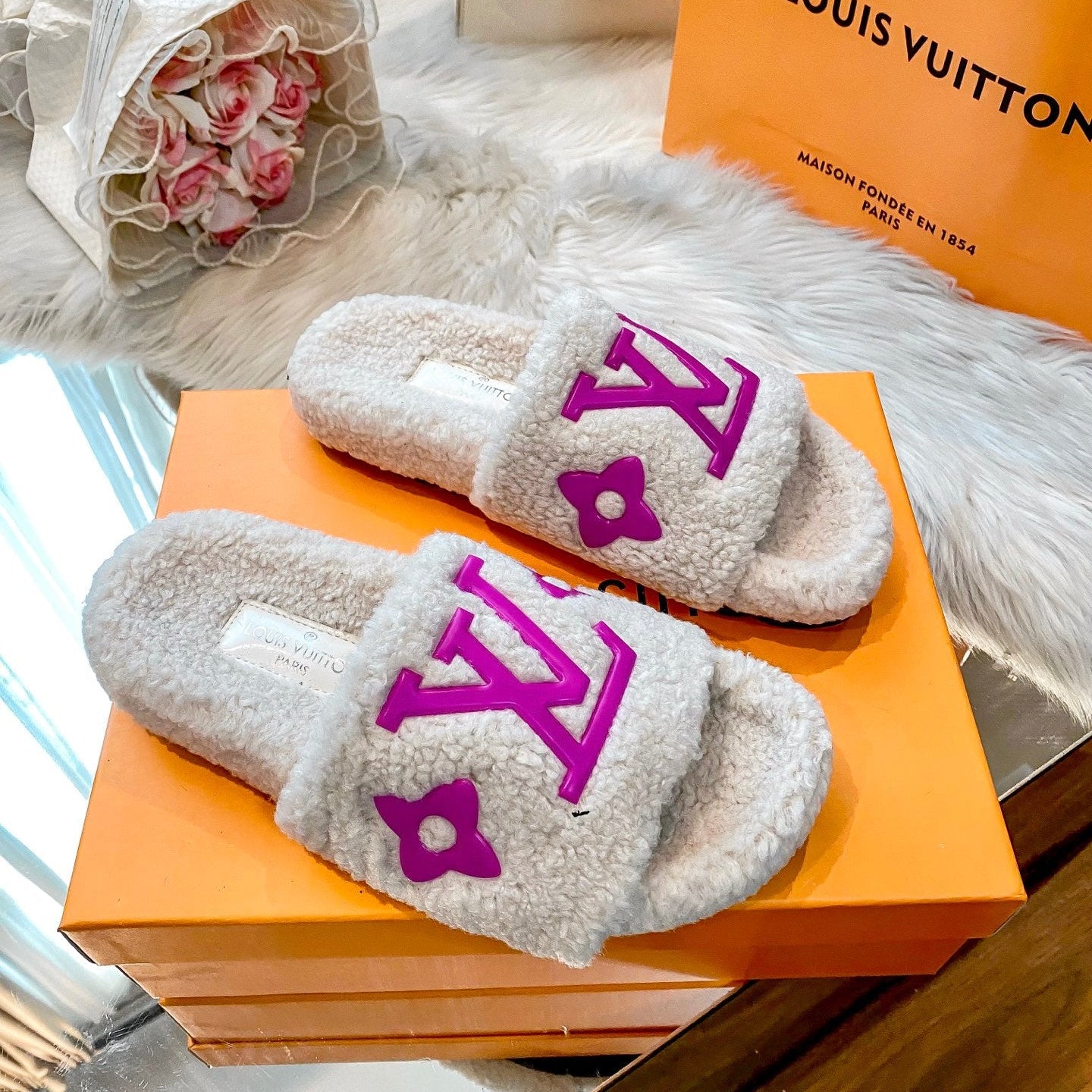 4 Colors Couple Lambswool Slippers