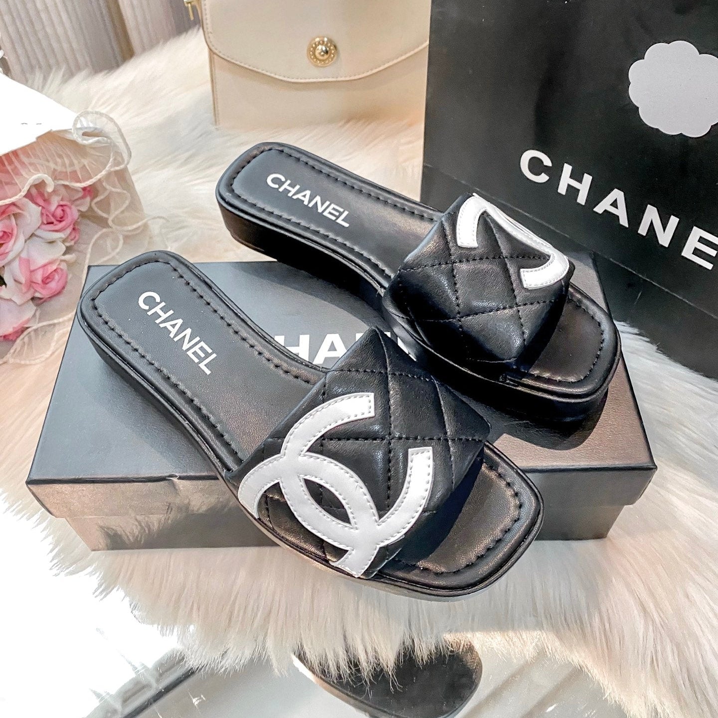 Stylish leather slippers