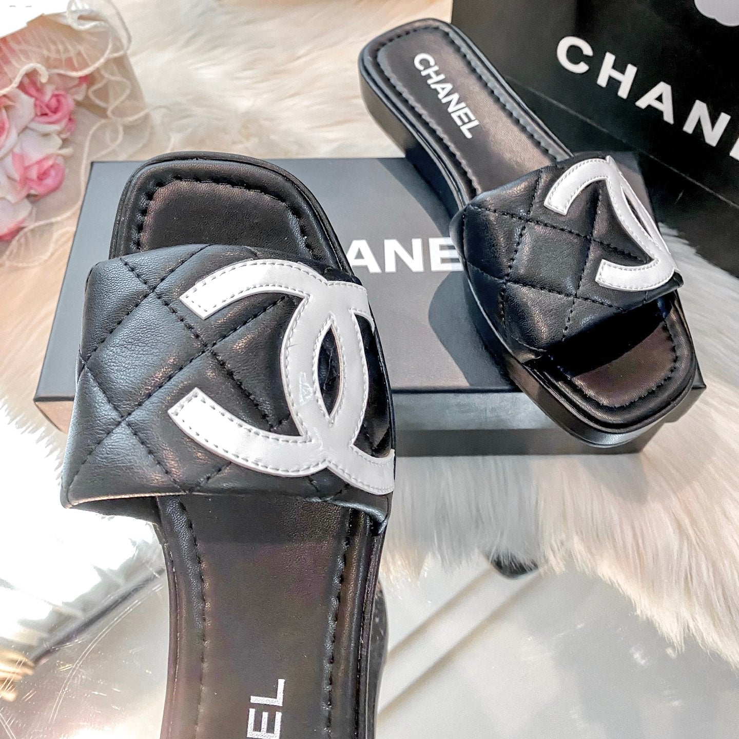 Stylish leather slippers