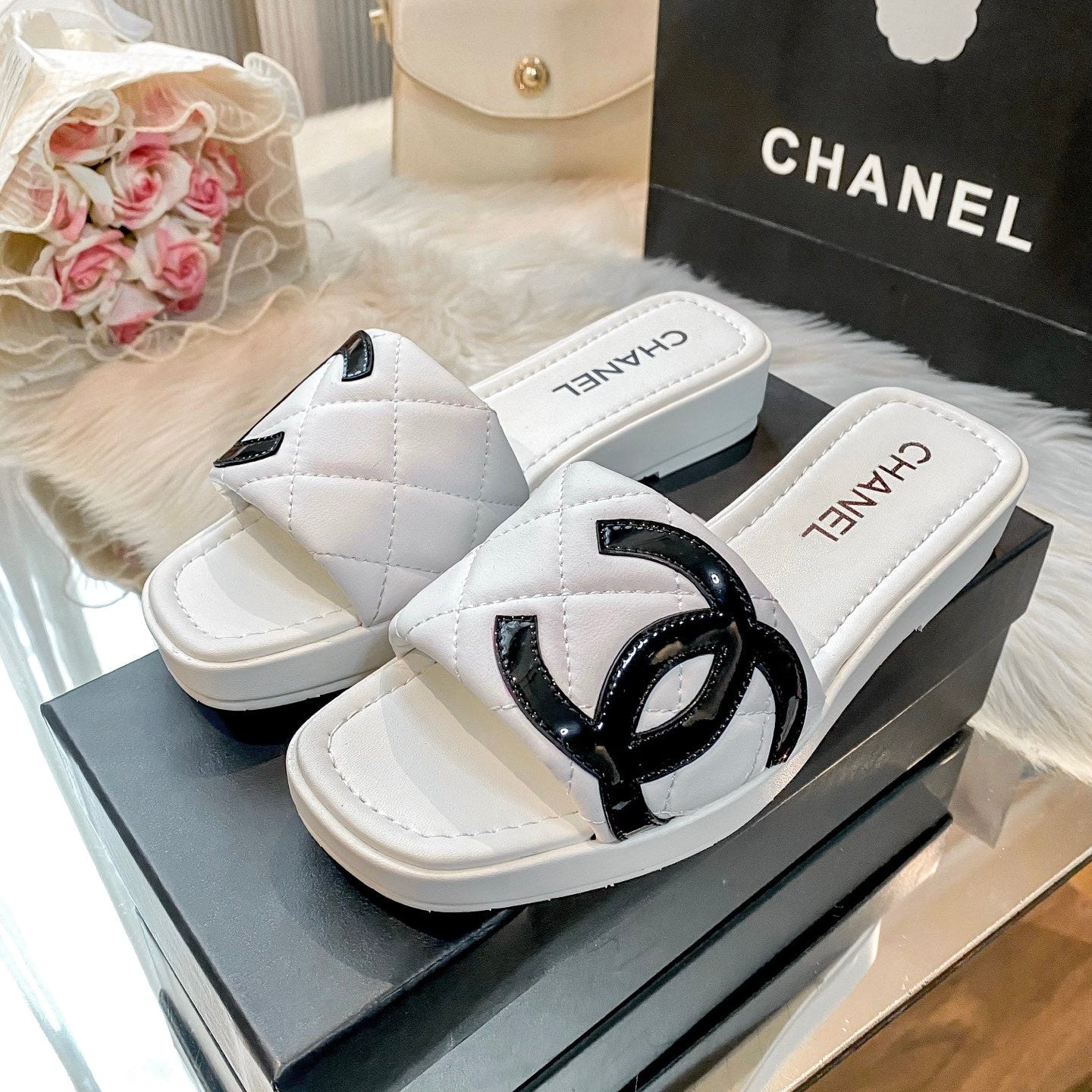 Stylish leather slippers