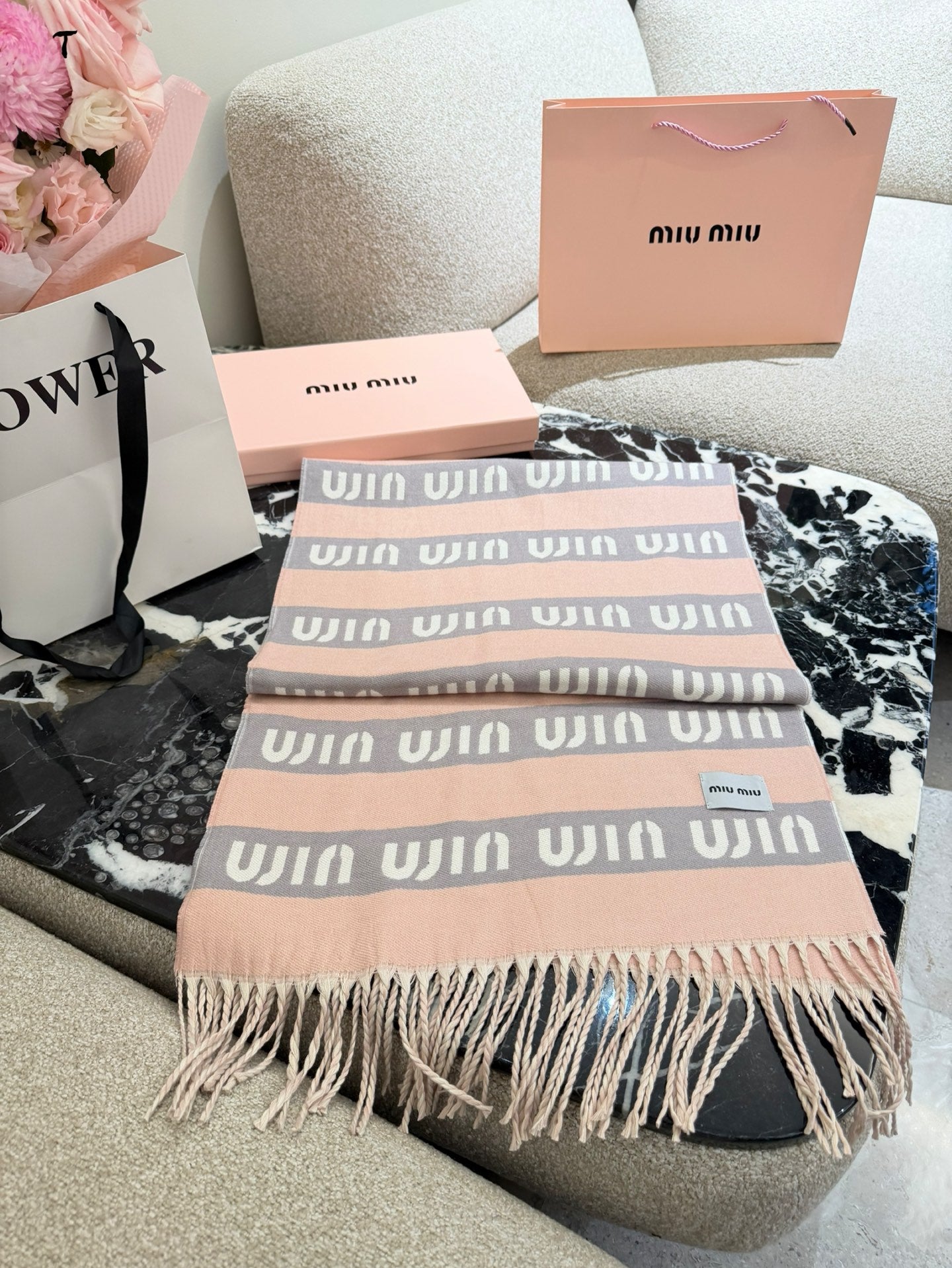 Fashion Patchwork tassel scarf