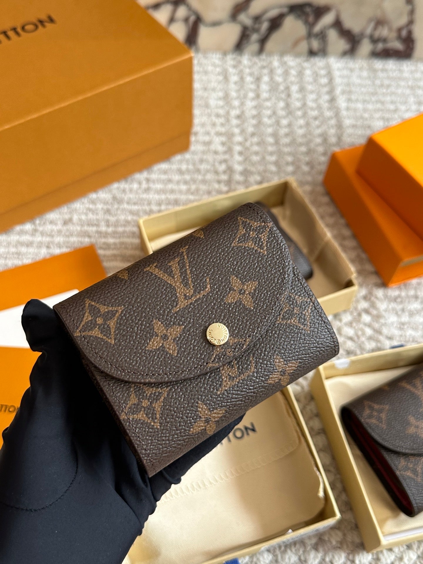 Brown leather embossed wallet