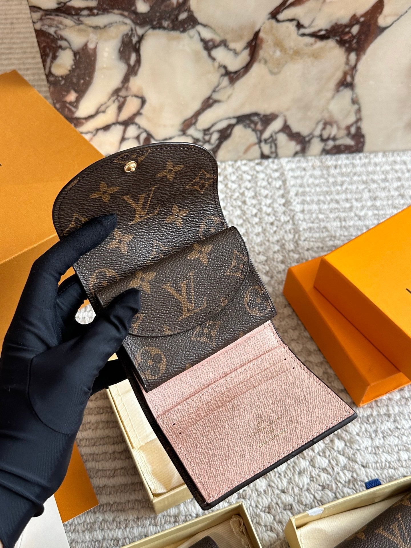 Brown leather embossed wallet