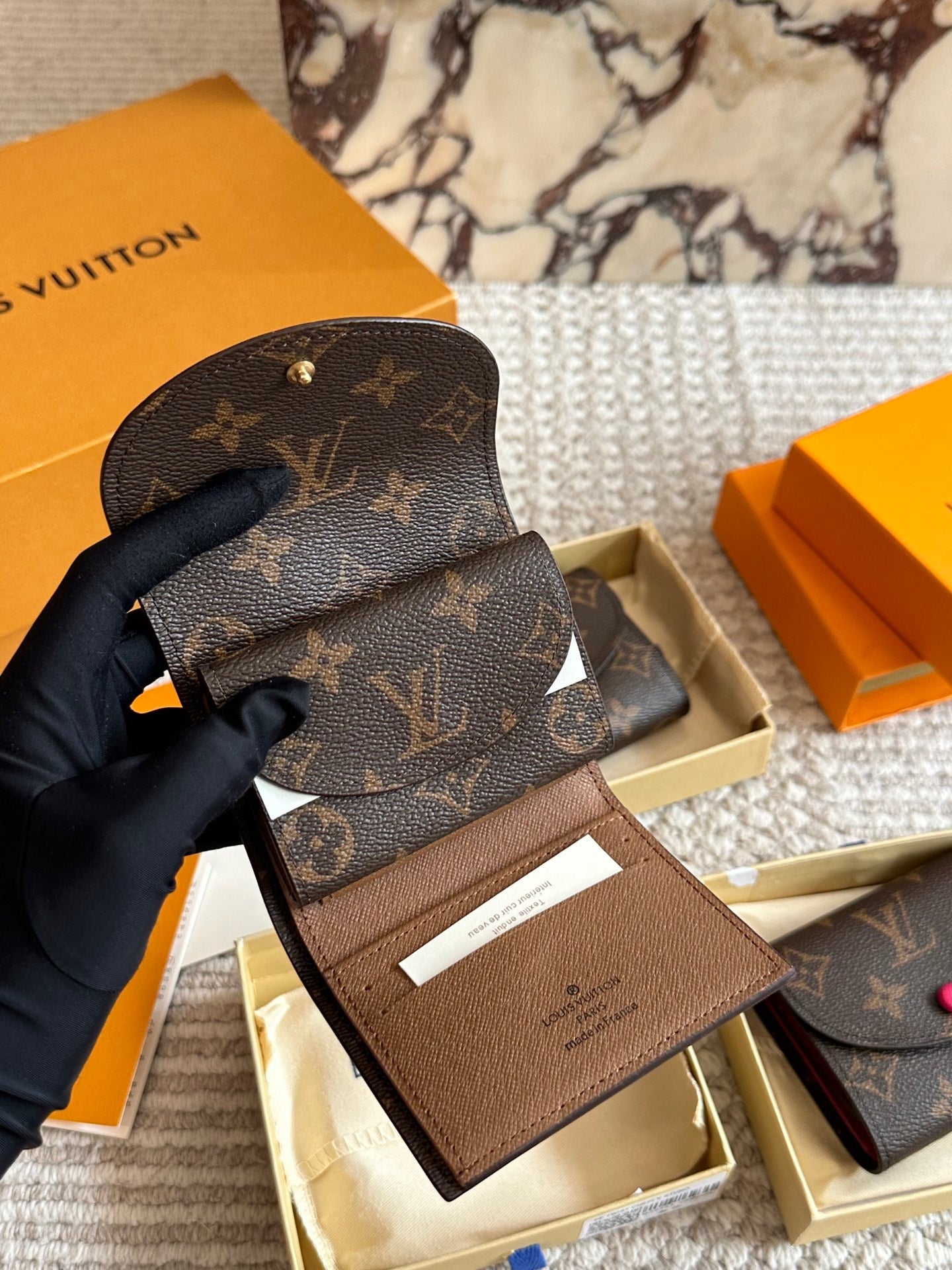 Brown leather embossed wallet