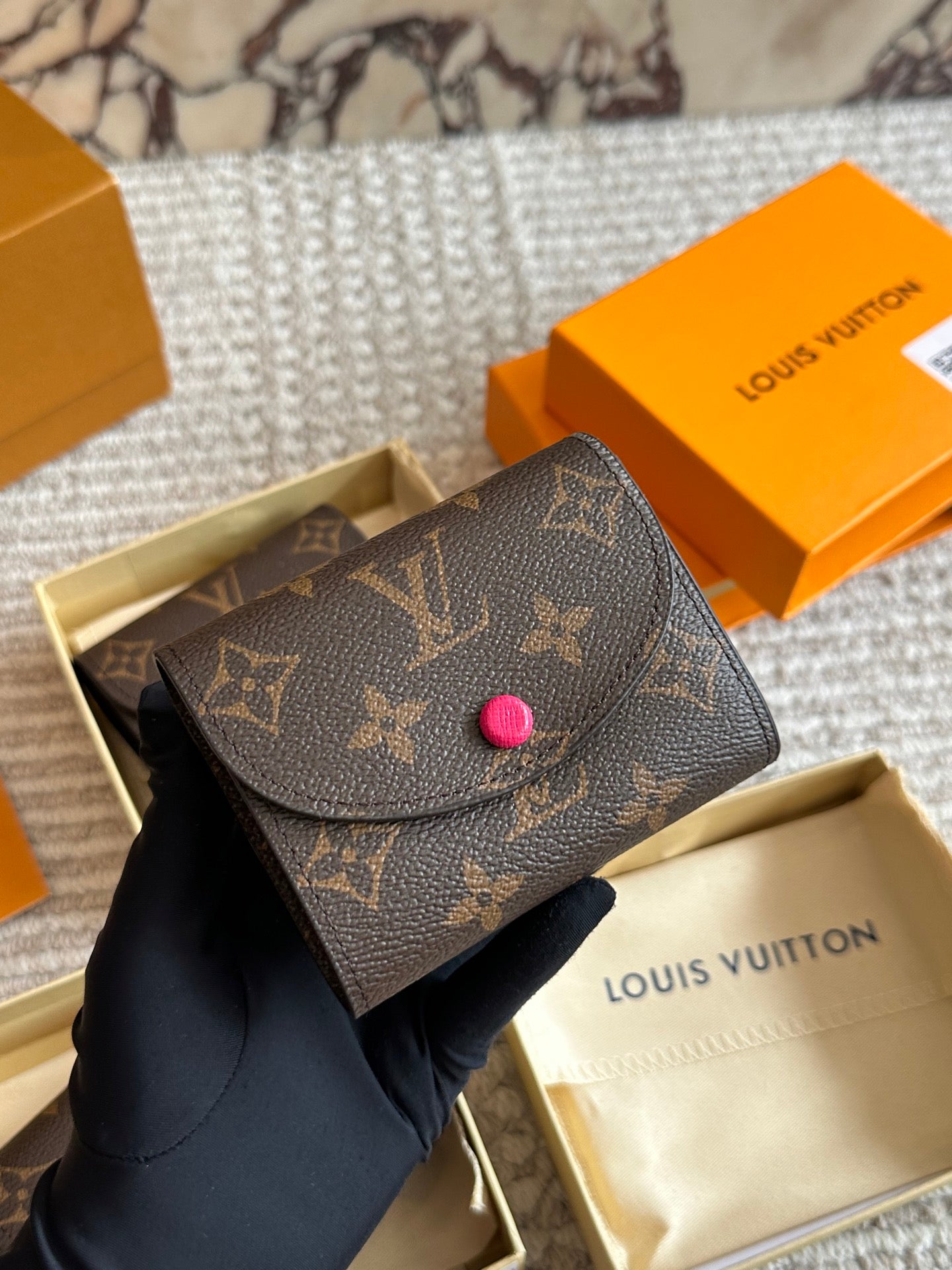 Brown leather embossed wallet