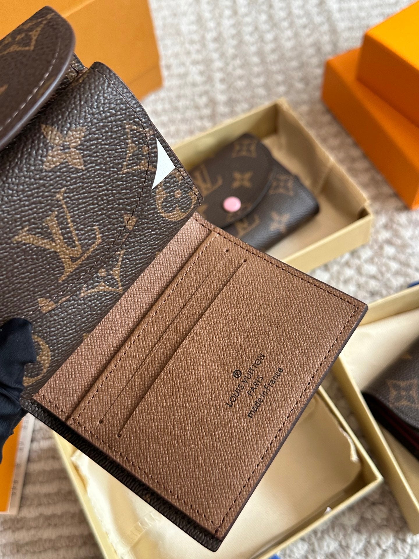 Brown leather embossed wallet