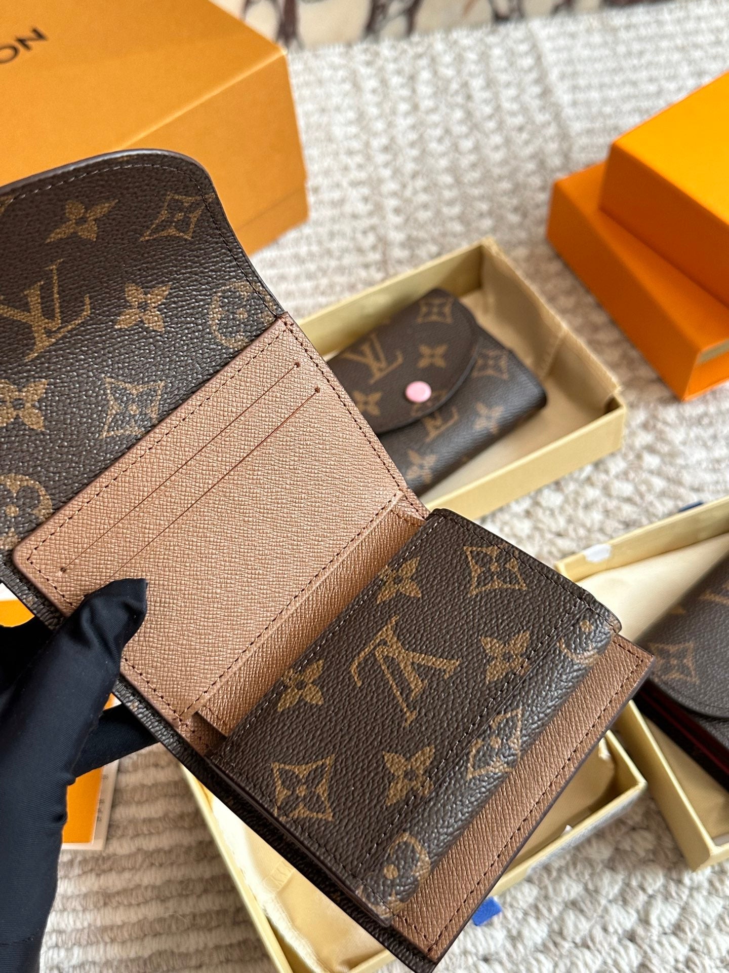 Brown leather embossed wallet