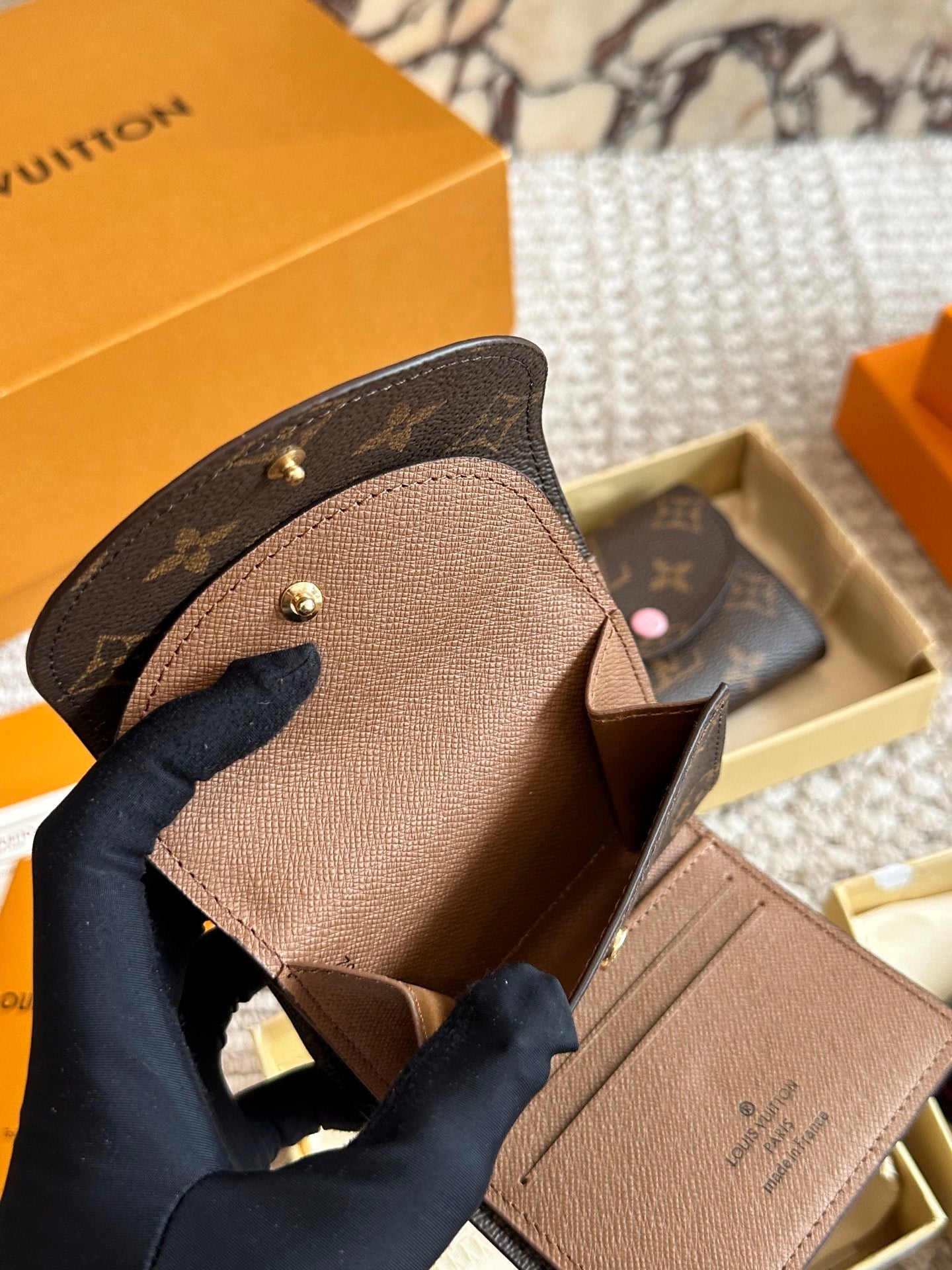 Brown leather embossed wallet