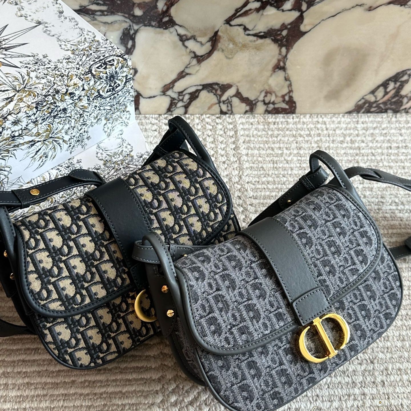 Embroidered floral satchel bag