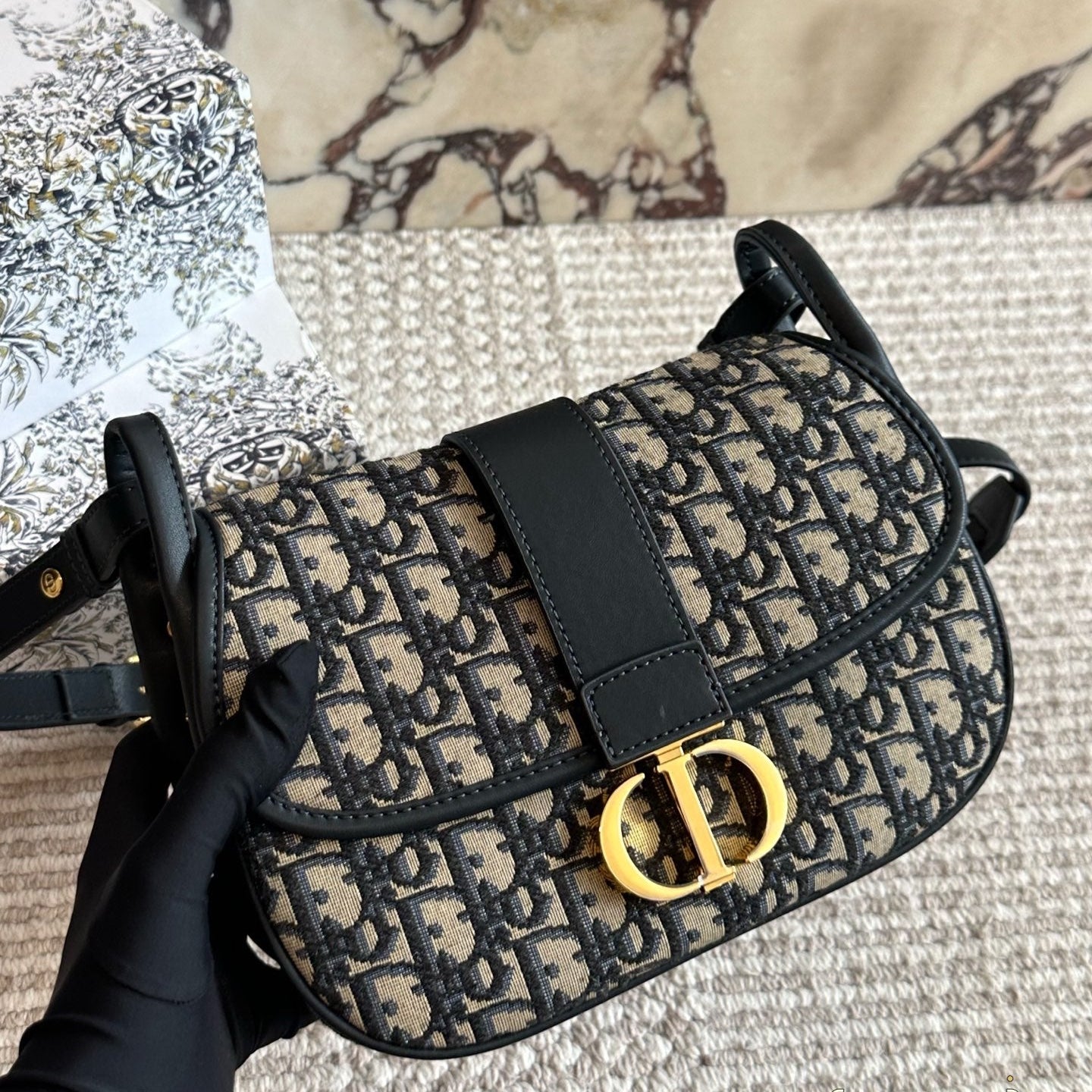 Embroidered floral satchel bag