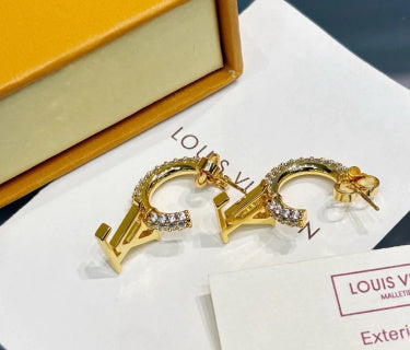 Diamond Pendant Half Hoop Earrings