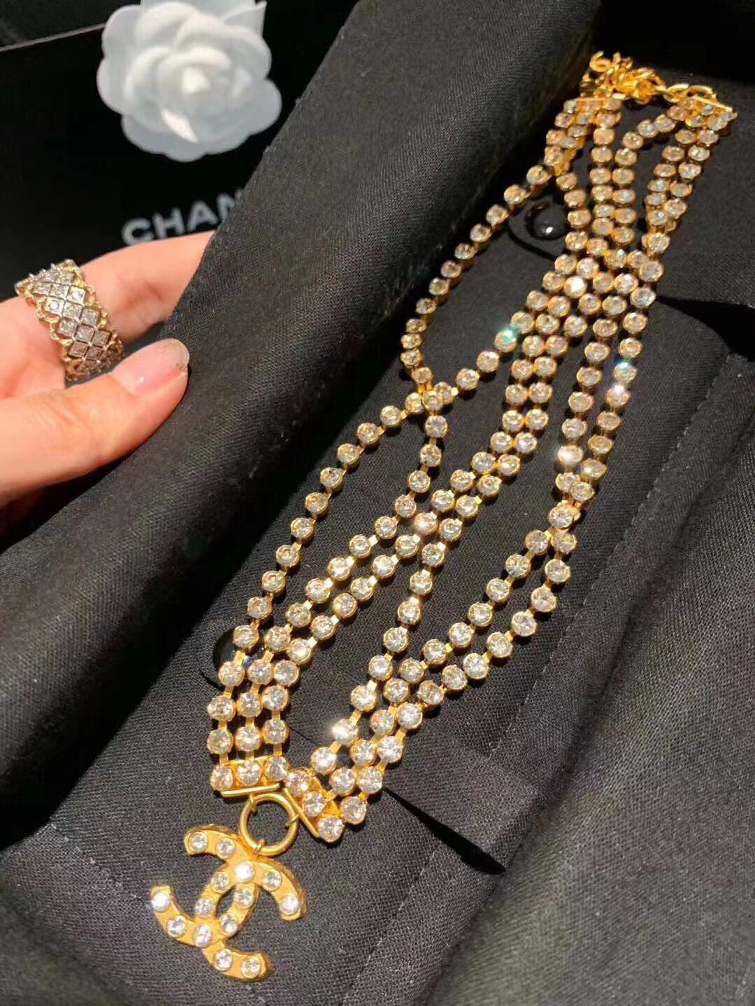 Multi-layer diamond necklace