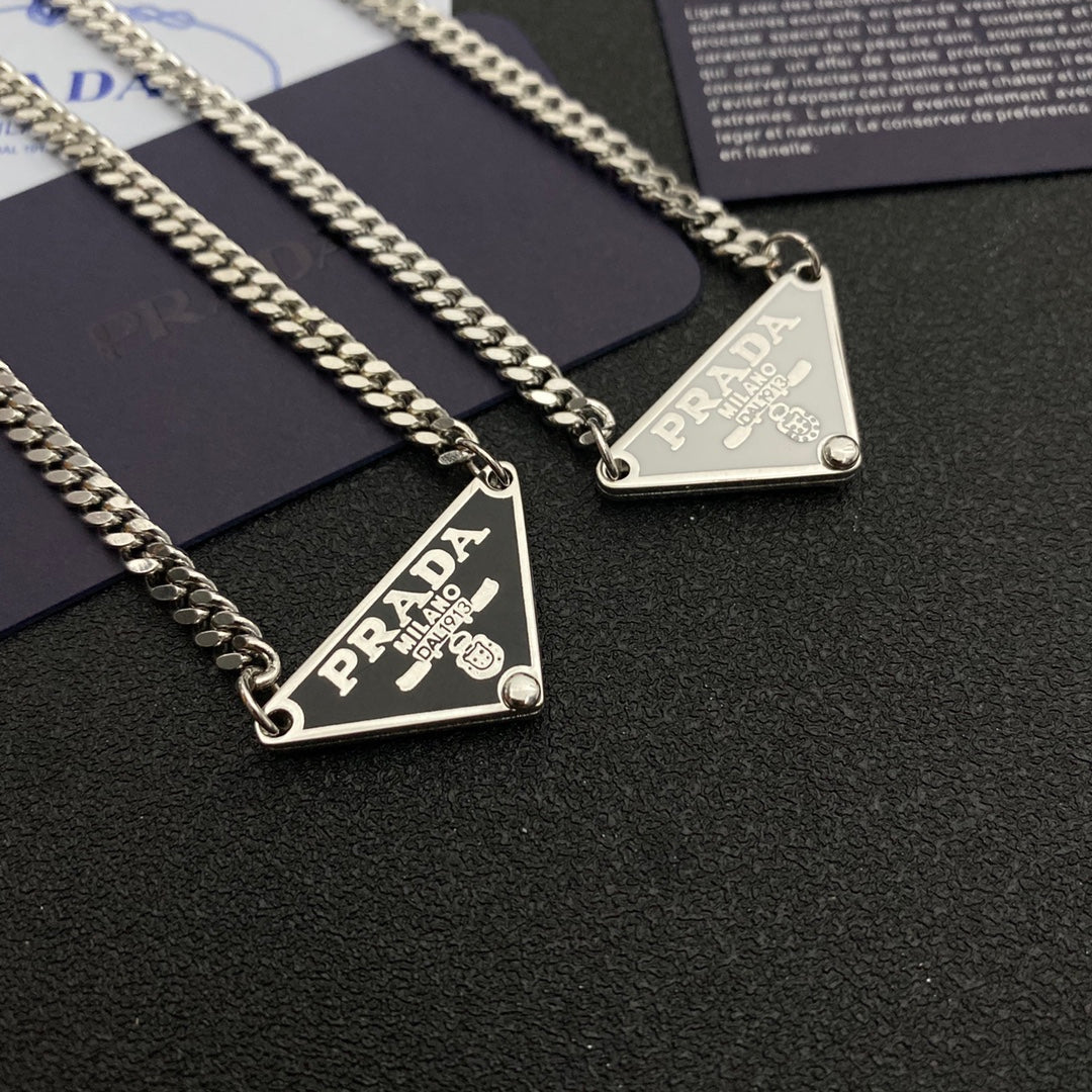 Enamel triangle chain necklace