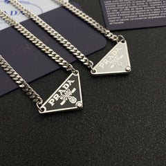 Enamel triangle chain necklace
