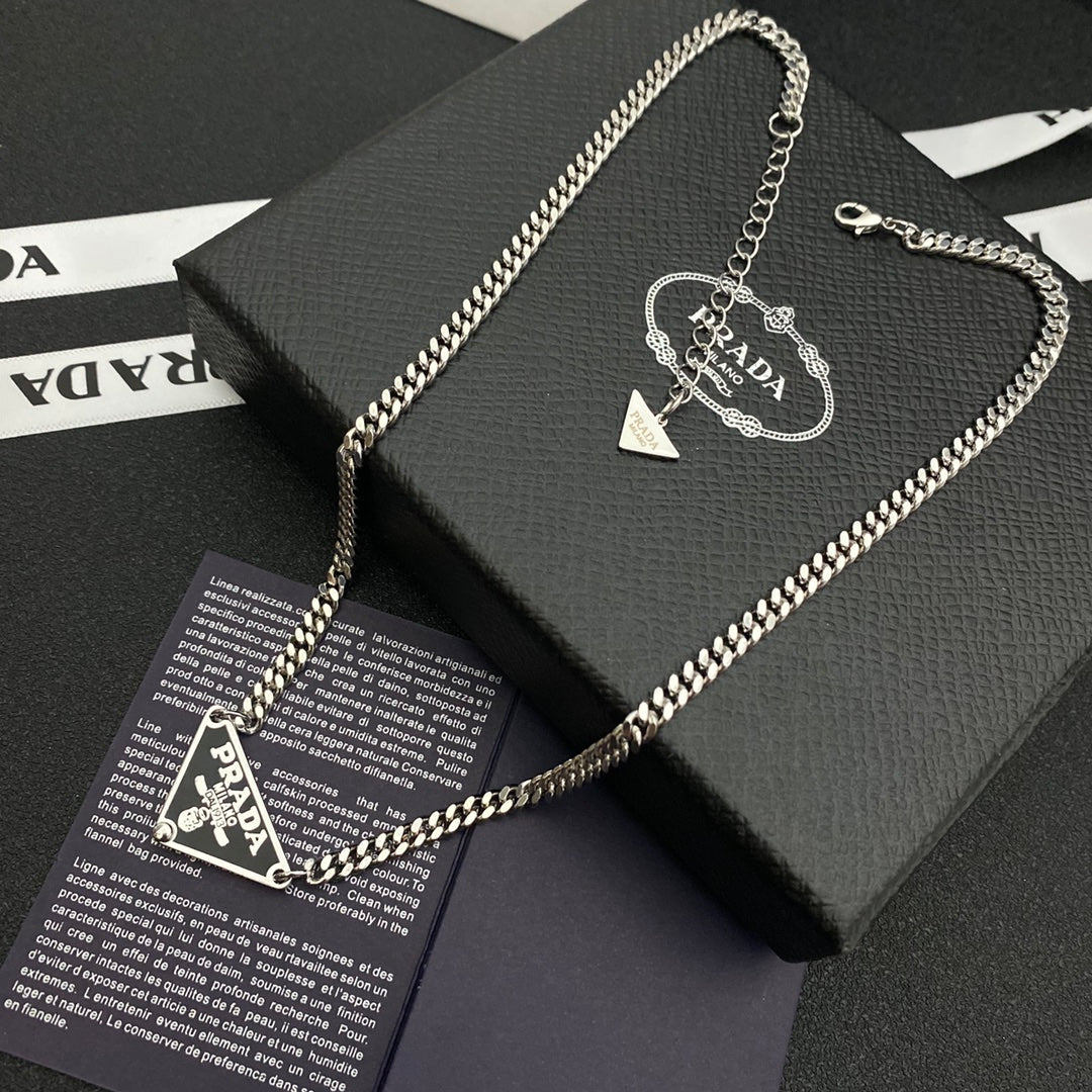 Enamel triangle chain necklace
