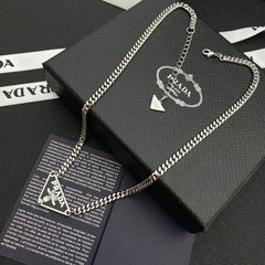 Enamel triangle chain necklace