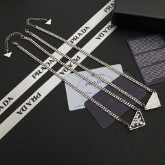 Enamel triangle chain necklace