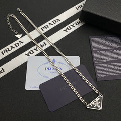 Enamel triangle chain necklace