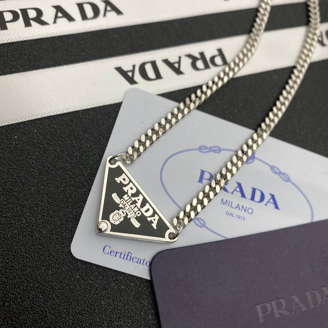 Enamel triangle chain necklace