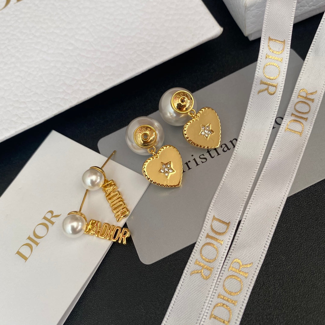 Diamond Star Pearl Earrings