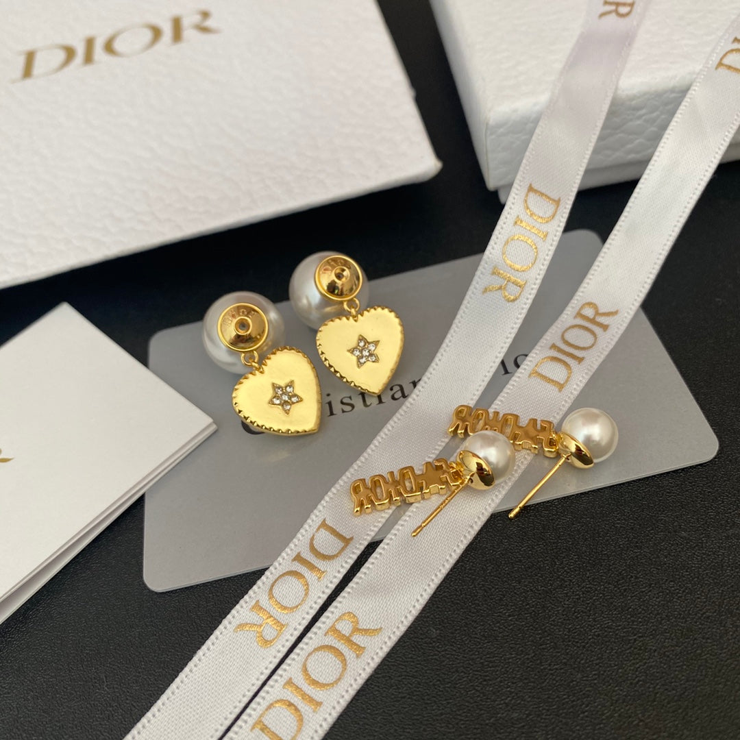 Diamond Star Pearl Earrings