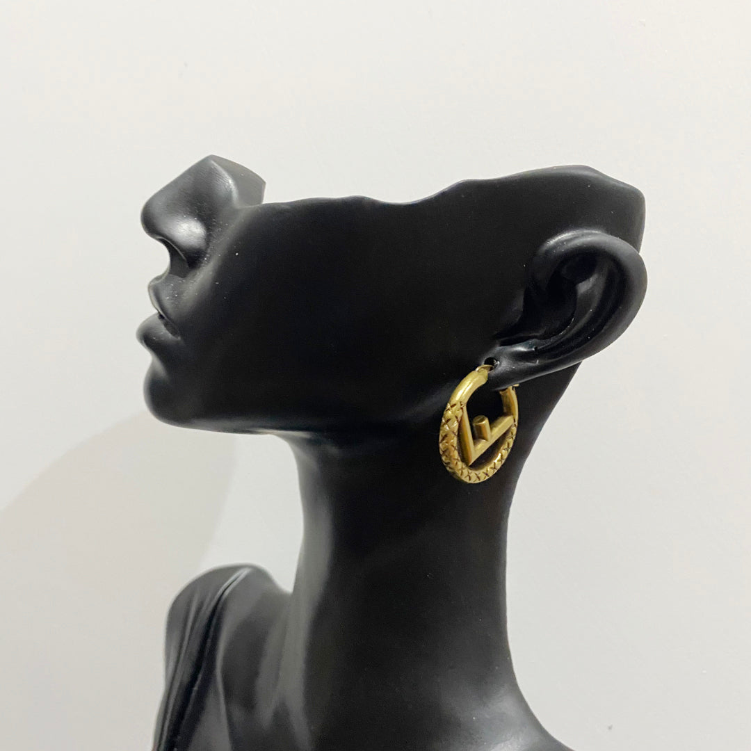 Vintage Bronze Gold Hoop Earrings