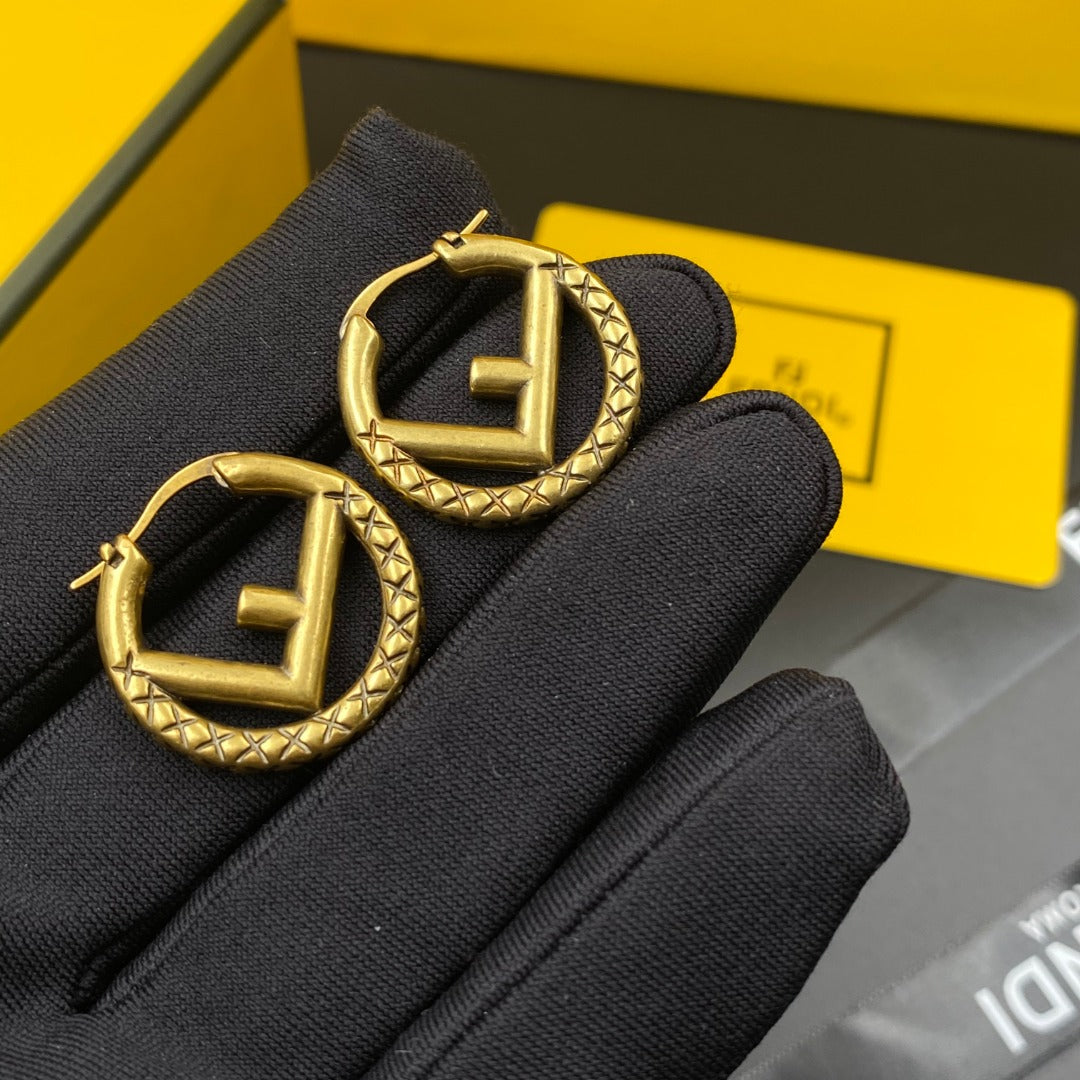 Vintage Bronze Gold Hoop Earrings