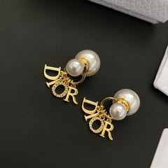 Classic Letter Pearl Earrings