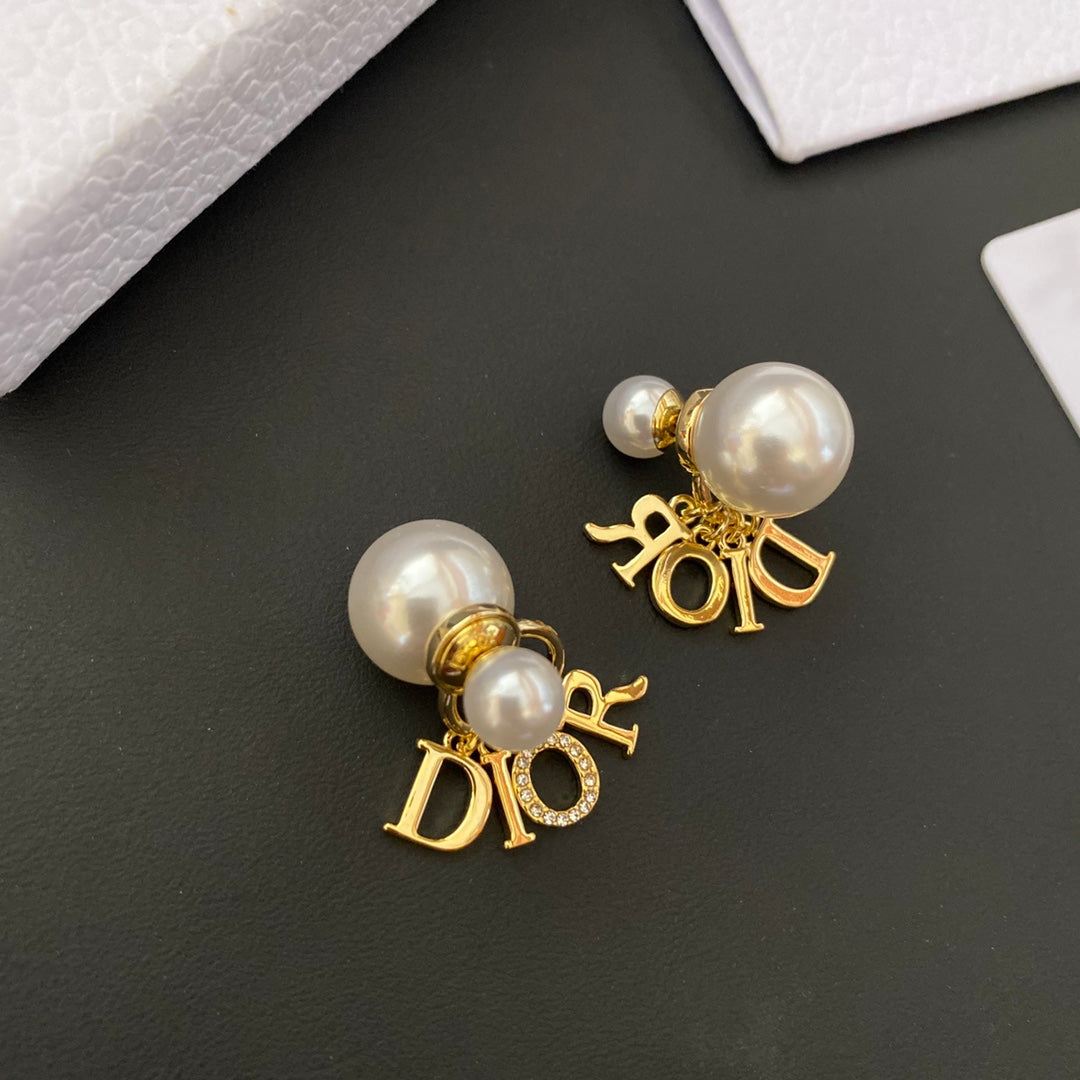Classic Letter Pearl Earrings
