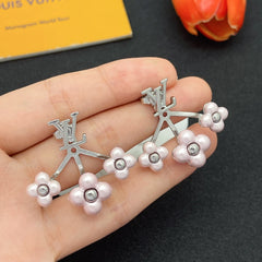 Pearl Flower Monogram Earrings