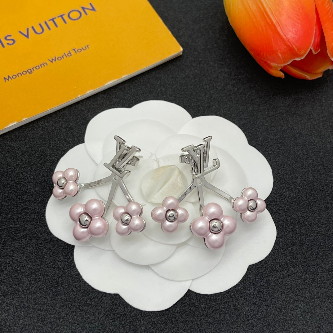 Pearl Flower Monogram Earrings