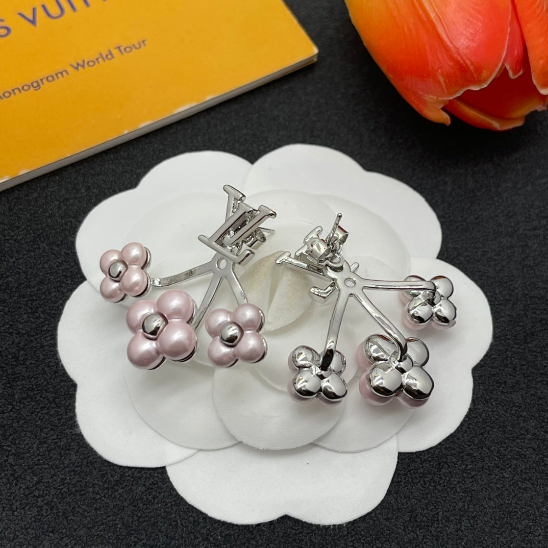 Pearl Flower Monogram Earrings