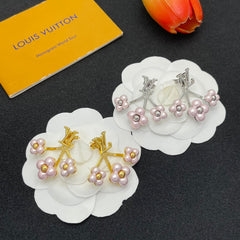 Pearl Flower Monogram Earrings