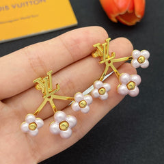 Pearl Flower Monogram Earrings