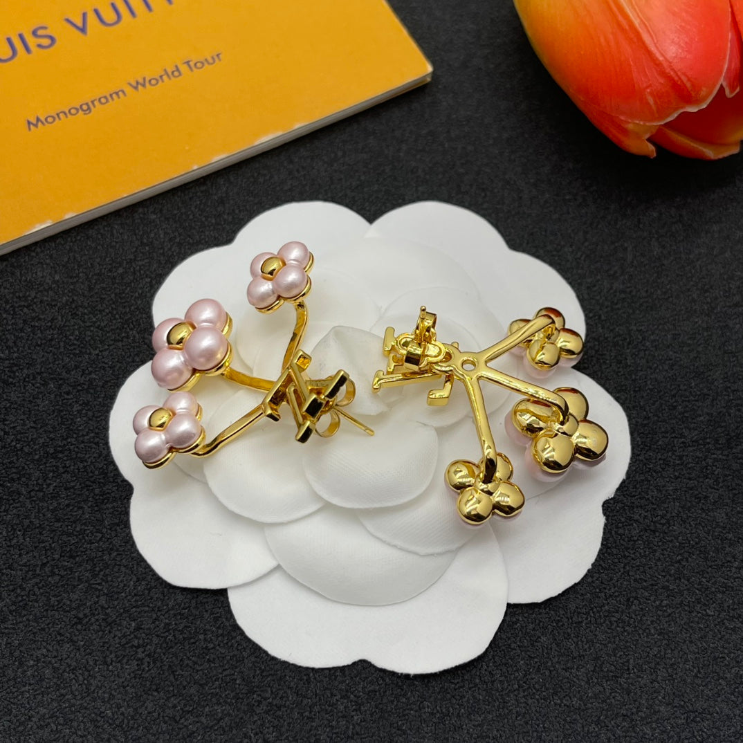 Pearl Flower Monogram Earrings