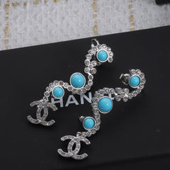 Sapphire Curved Diamond Earrings