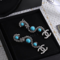 Sapphire Curved Diamond Earrings